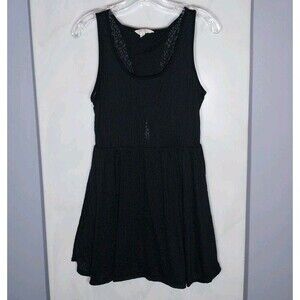 Jay Jay's Tank Dress Sz M Black Animal Print Lace Overlay Chiffon Lined Keyhole
